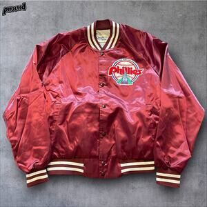 Vtg Philadelphia Phillies Chalkline Jacket L MLB Philly Satin